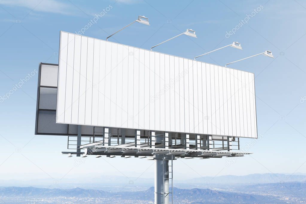 Empty billboard on sky background side