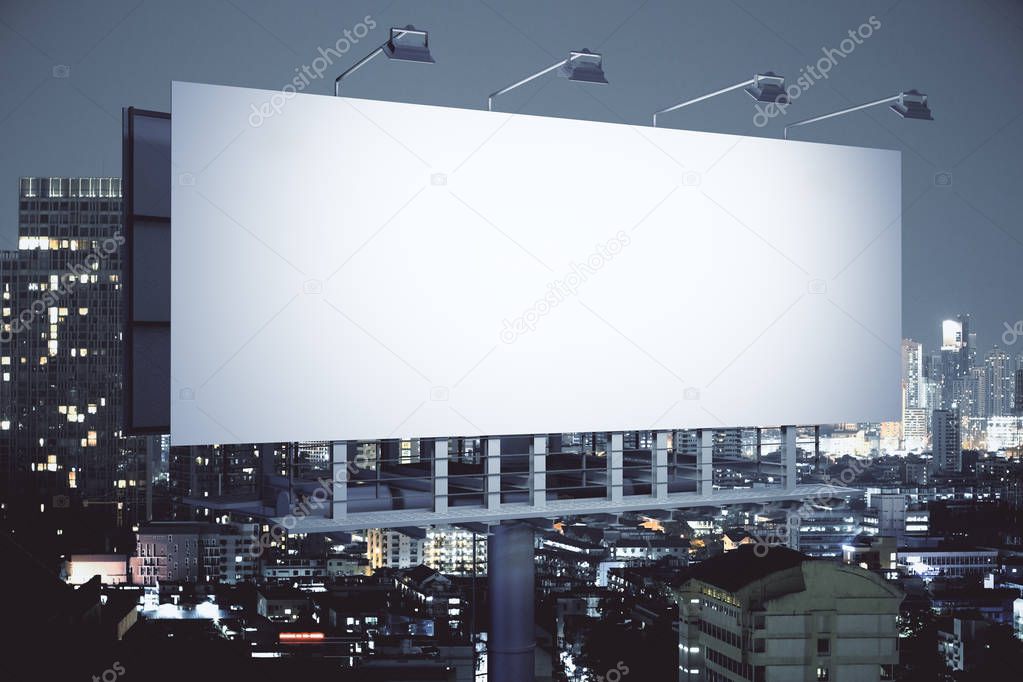 Billboard on night city background side