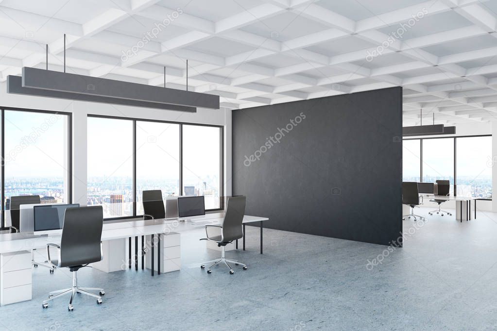 Office with dark banner