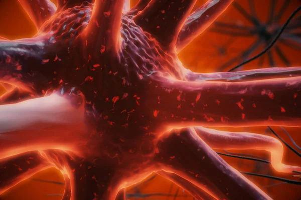 Closeup neurônio vermelho — Fotografia de Stock