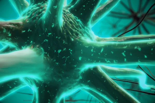 Τυρκουάζ νευρώνα κινηματογράφηση σε πρώτο πλάνο — Φωτογραφία Αρχείου