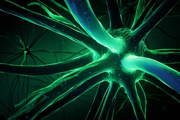 Yeşil nöron closeup — Stok fotoğraf
