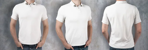 Männer tragen leeres weißes Hemd — Stockfoto