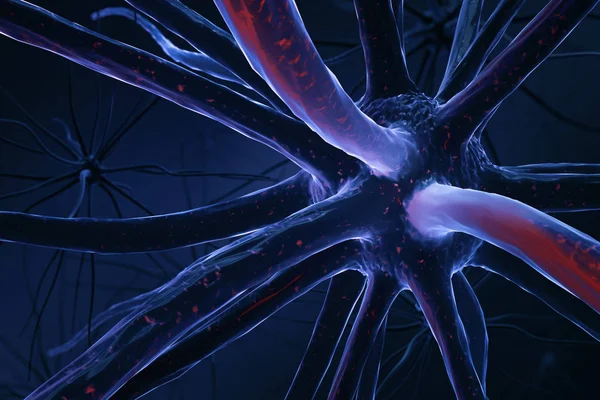 Närbild av blå neuron — Stockfoto