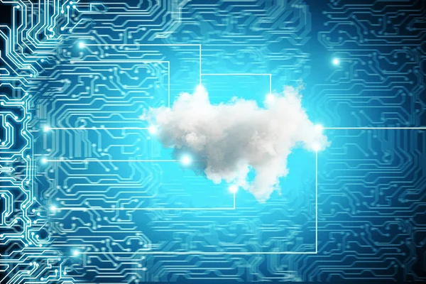 Blå tech bakgrund med moln — Stockfoto
