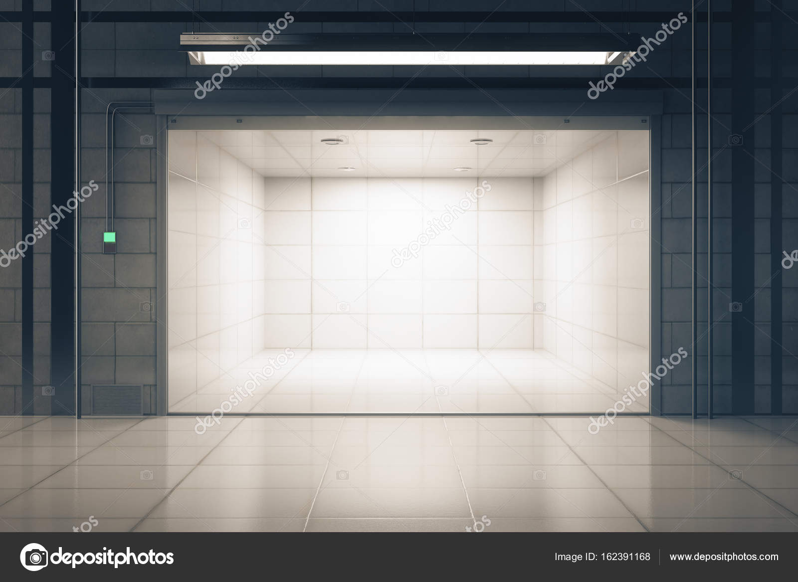 Garaje de Grunge con la puerta abierta — Foto de stock © peshkov #162391168