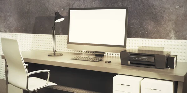 Tvůrčí návrháře desktop s stolní počítač — Stock fotografie