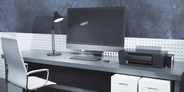 Designer criativo desktop com computador vazio — Fotografia de Stock