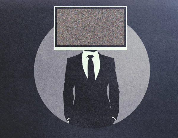 TV screen headed businessman