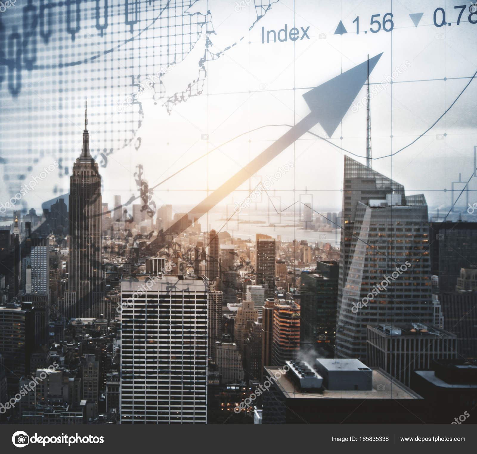 Abstract Forex Chart City Background Finance Concept Double - 
