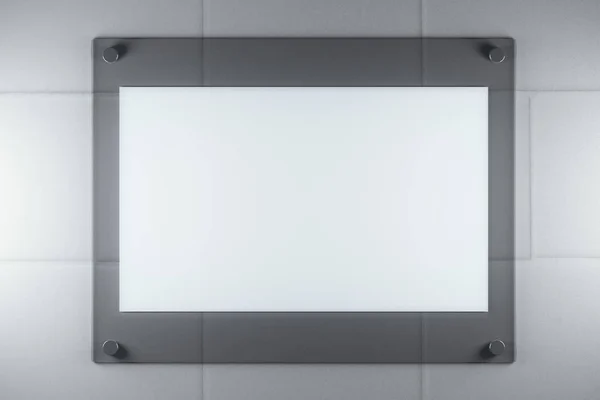Cartel de vidrio sobre fondo de baldosa —  Fotos de Stock
