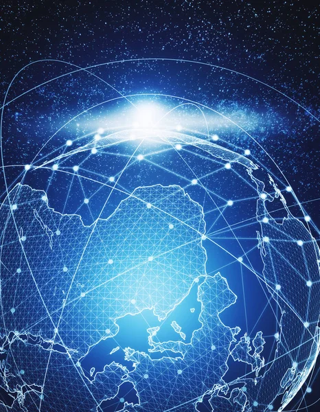 Résumé global blue network background. Concept de communication. Rendu 3D — Photo