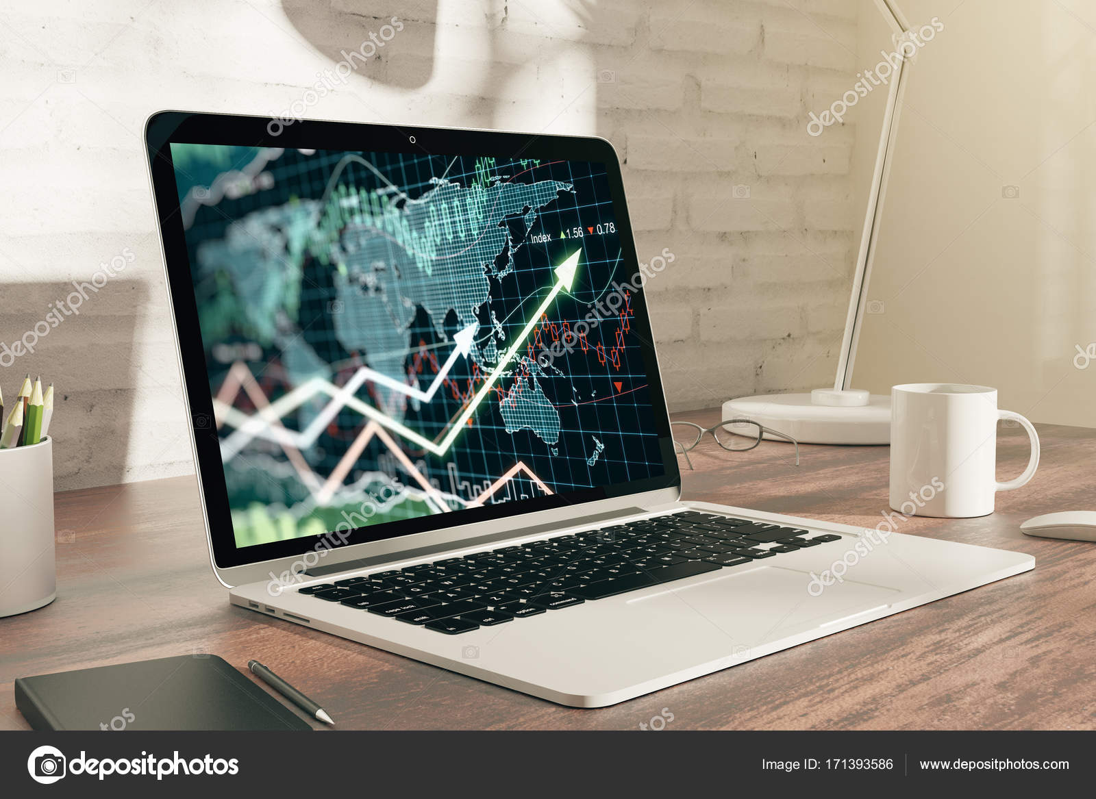 Creative Office Desktop With Forex Chart Stock Photo C Peshkov - 