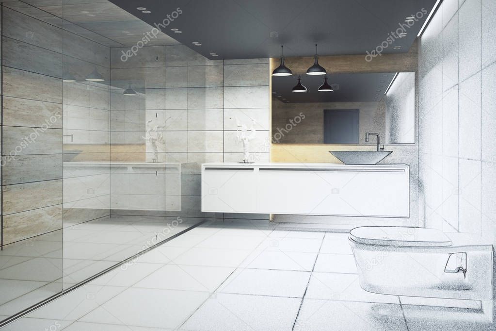 White bathroom interior 