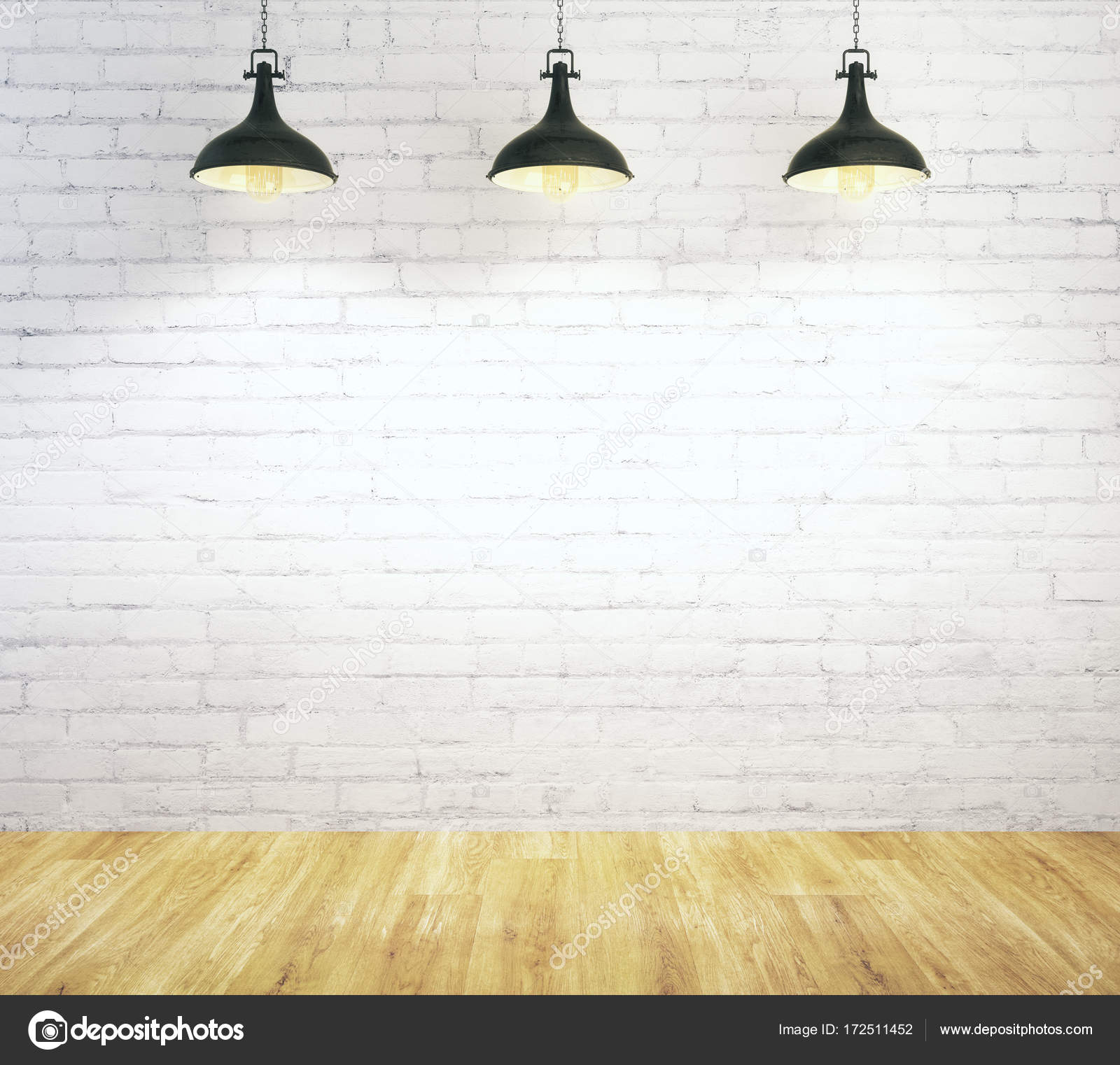 White brick interior with empty wall, Stock Photo by ©peshkov 172511452