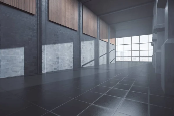Moderne donkere betonnen interieur — Stockfoto