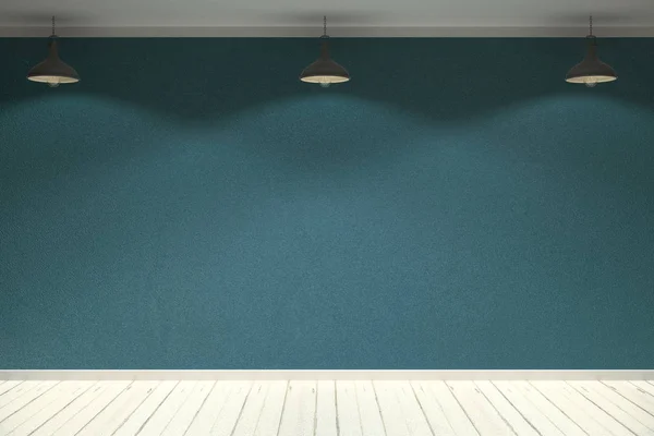 Moderní interiér s čistou modrou zeď — Stock fotografie