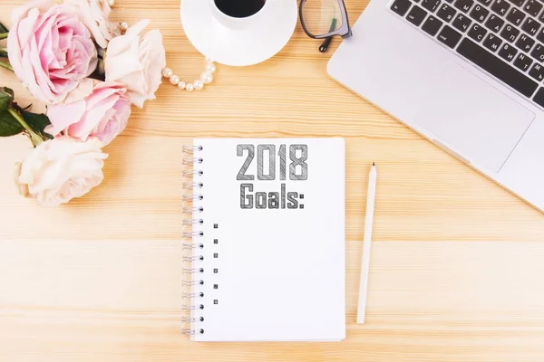 Organizador con la lista de objetivos 2018 — Foto de Stock