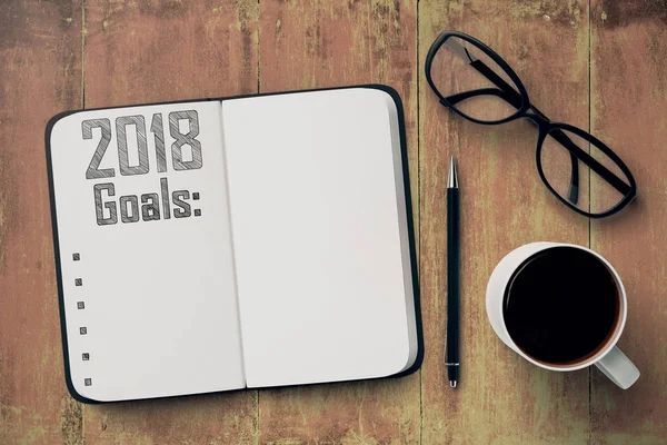 Copybook with 2018 goals list — Stock Photo, Image
