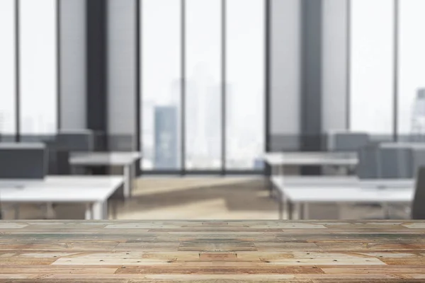 Wooden counter on office background