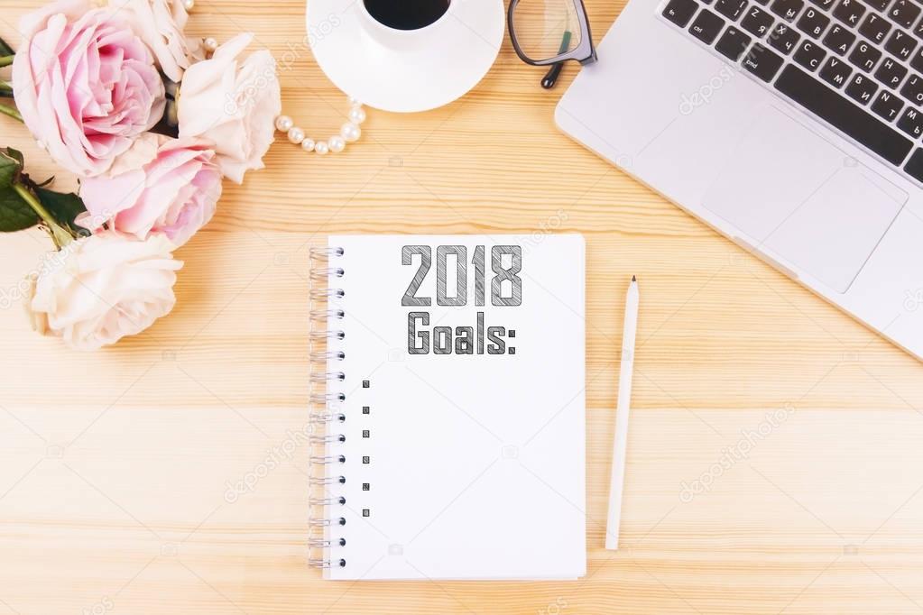 Organizer with 2018 goals list