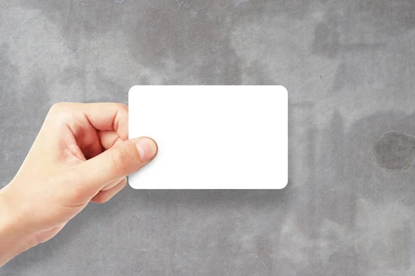 Man holding empty visiting card — Stock Photo, Image