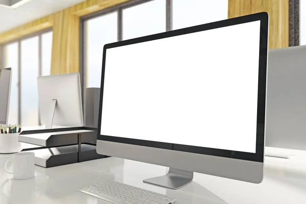 Lado blanco en blanco de la pantalla del ordenador —  Fotos de Stock