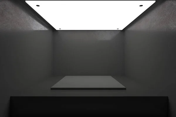 Neues dunkles Interieur mit Podium — Stockfoto