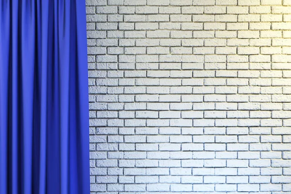 Empty white wall with curtain