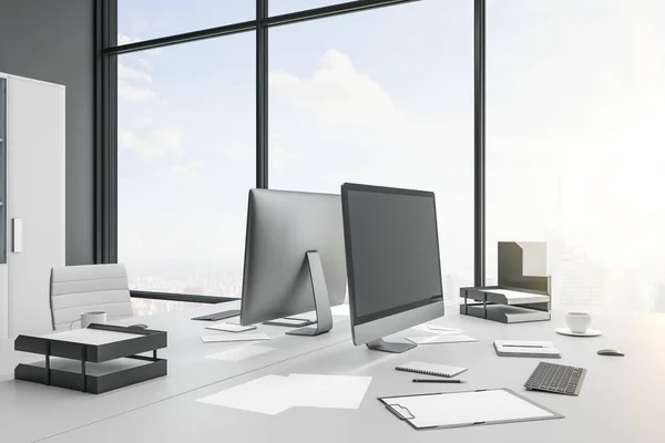 Closeup of desktop in contemporary office — Stock Photo, Image