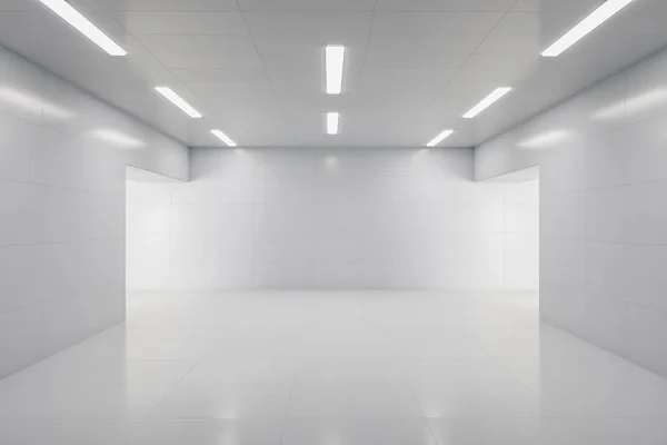 现代白色画廊内部 — 图库照片
