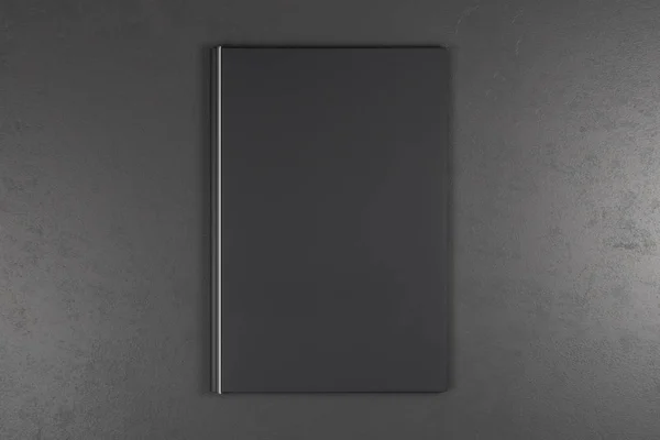 Leeg zwart boek op grijze achtergrond — Stockfoto