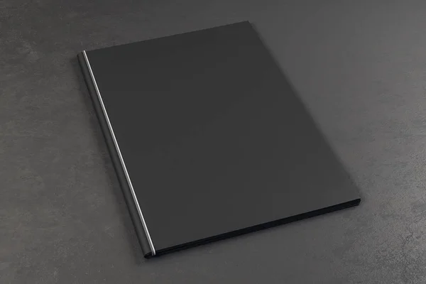 Clean black book on grey background — Stock Photo, Image