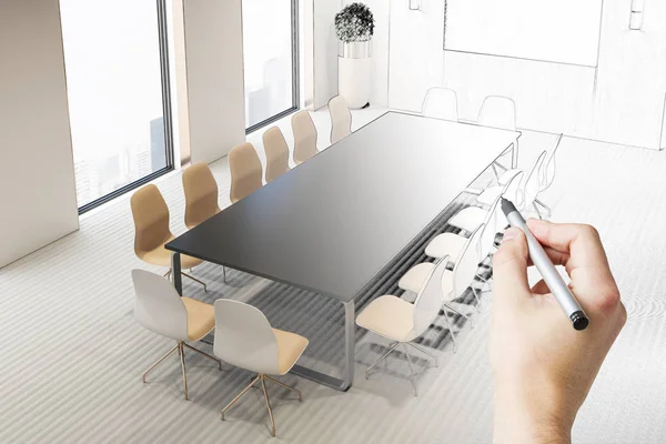 Sala riunioni moderna disegnata a mano — Foto Stock