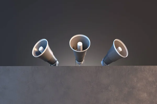 Tři staré megafony — Stock fotografie