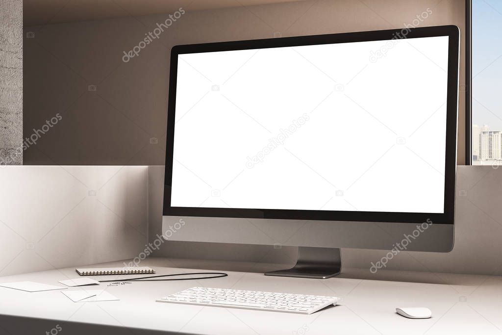 Empty white computer screen