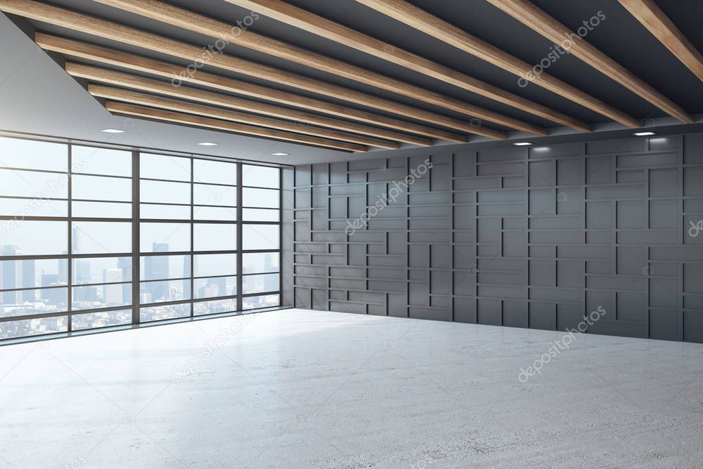 Black empty office interior