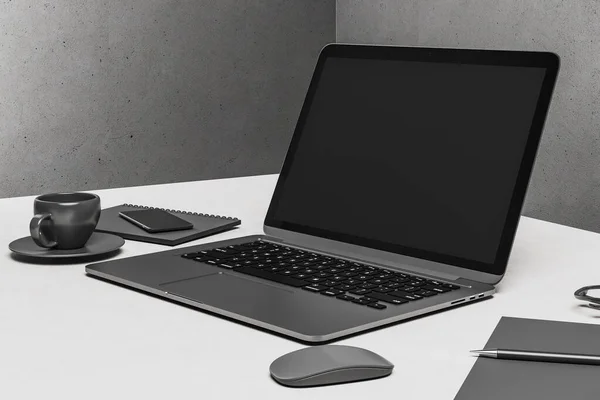 Meja kantor dengan laptop — Stok Foto