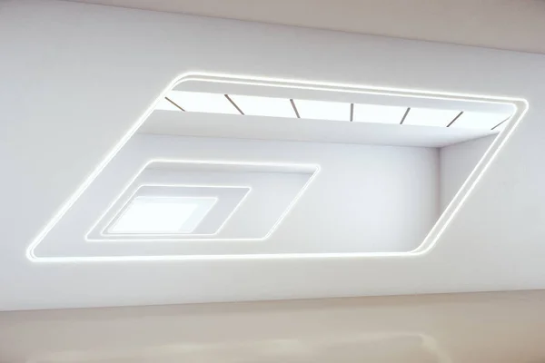 Futurisztikus fehér galéria belső tér — Stock Fotó