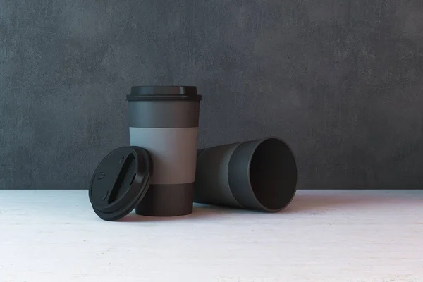 Twee kopjes koffie papier — Stockfoto