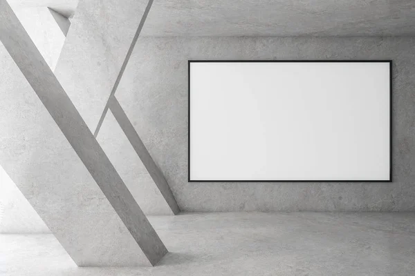 Minimalistyczne betonowe wnętrze z billboardem — Zdjęcie stockowe