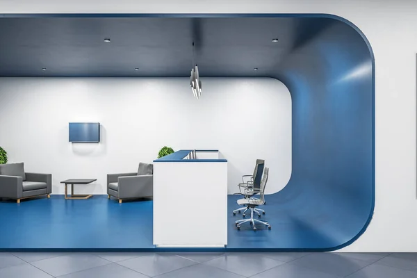 Blauwe futuristische wachtkamer — Stockfoto