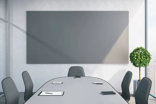 Роскошный конференц-зал с чистым черным баннером — стоковое фото