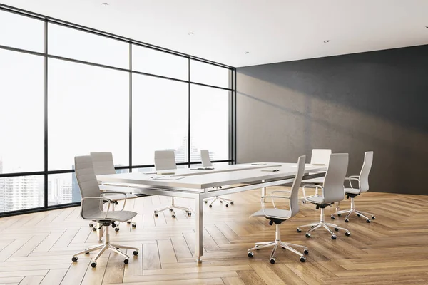 Moderna sala de reuniões interior com vista panorâmica da cidade — Fotografia de Stock