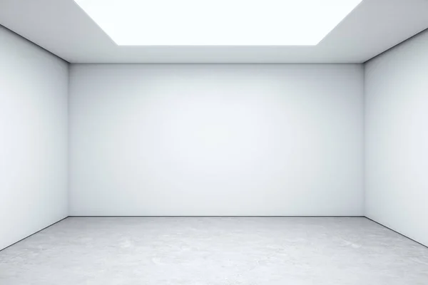 Espaço de sala minimalista com parede branca vazia — Fotografia de Stock