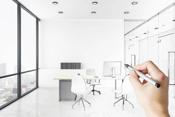 Disegno a mano coworking desktop — Foto Stock