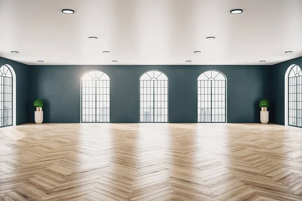 Gallery interno con pavimento in legno — Foto Stock