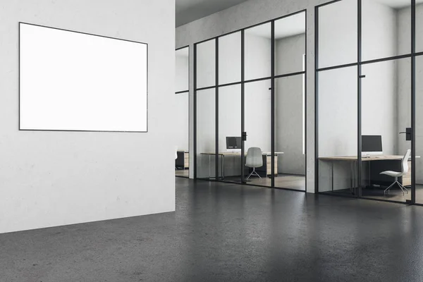 Contemporary office in classic interior with blank billboard.