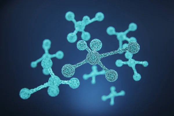 創造的な輝く青い分子構造 — ストック写真