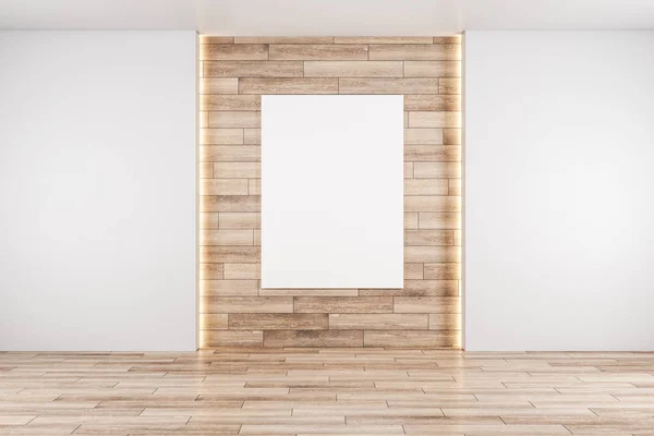 Minimalistischer Innenraum mit leerem Banner an der Wand. — Stockfoto